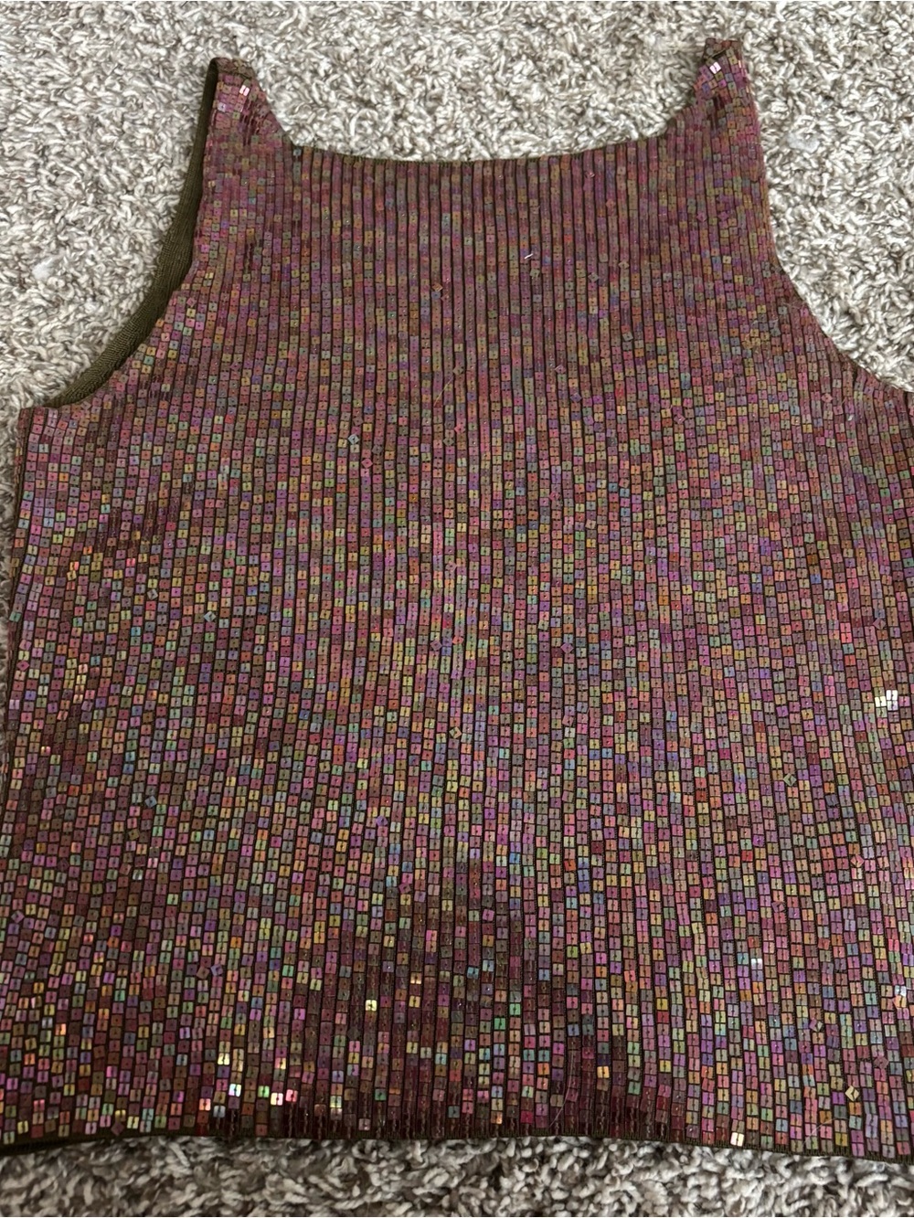 Ann Taylor Multicolor Sequin Ribbed Tank mint rusty